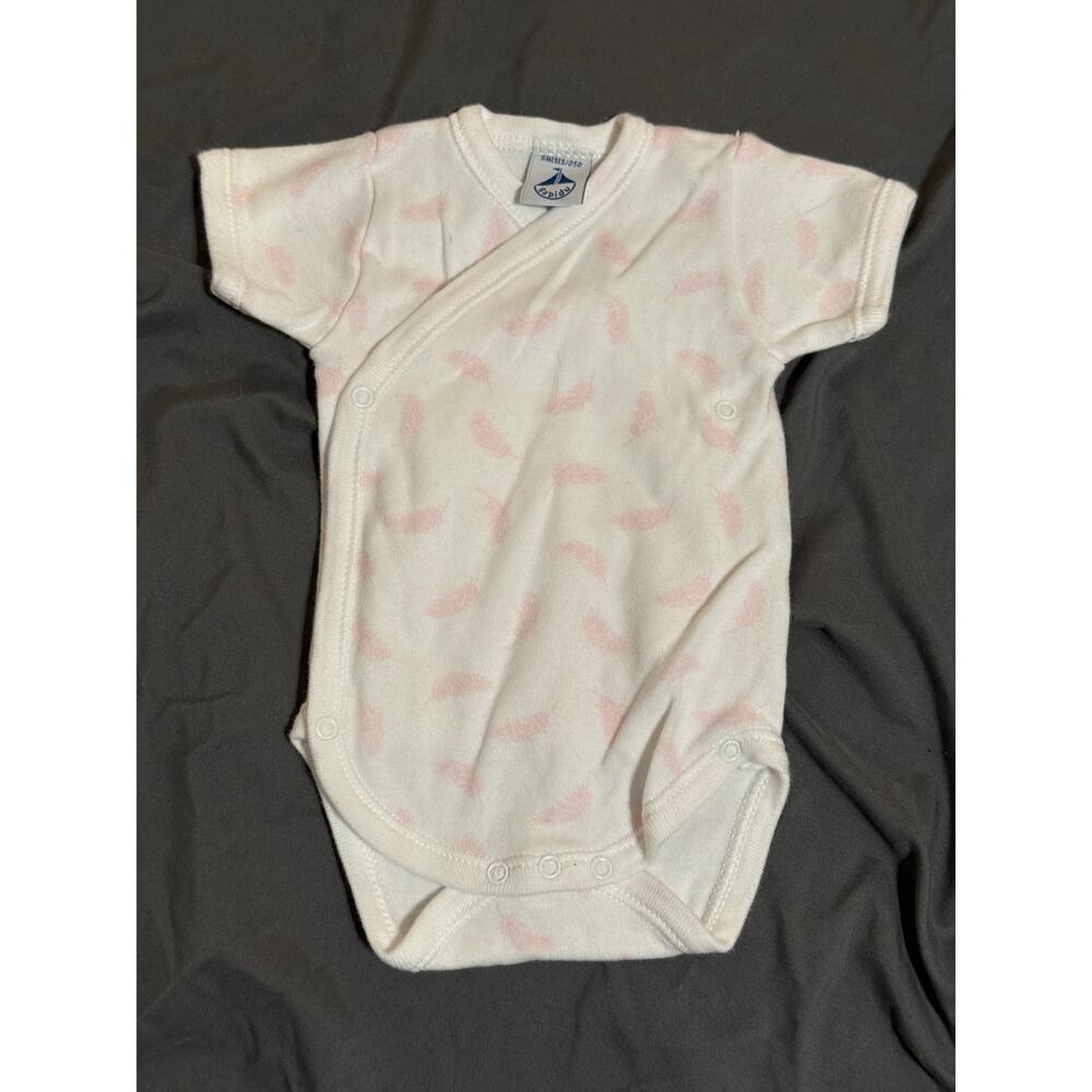 Babidu Newborn Baby Bodysuit‎ Pink Feather Girl Snap Button 100% Algodon Cotton